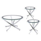 Brooke 3-piece Round Coffee and End Table Set Chrome - Tampa Furniture Outlet