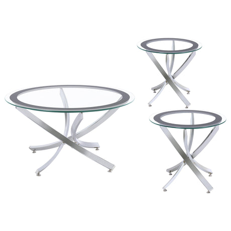 Brooke 3-piece Round Coffee and End Table Set Chrome - Tampa Furniture Outlet