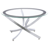 Brooke 3-piece Round Coffee and End Table Set Chrome - Tampa Furniture Outlet