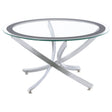 Tampa Furniture Outlet - Coaster - Brooke Round Glass Top Coffee Table Metal Base Chrome - 702588