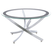 Tampa Furniture Outlet - Coaster - Brooke Round Glass Top Coffee Table Metal Base Chrome - 702588