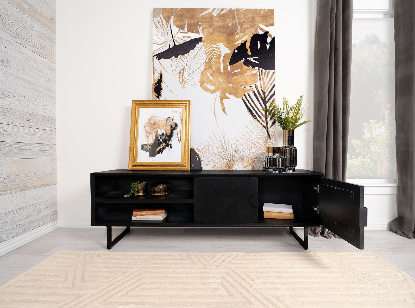 Marsden 2-door Mango Wood 70-inch TV Stand Charcoal Black - Tampa Furniture Outlet