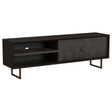 Tampa Furniture Outlet - Coaster - Marsden 2-door Mango Wood 70-inch TV Stand Charcoal Black - 703003
