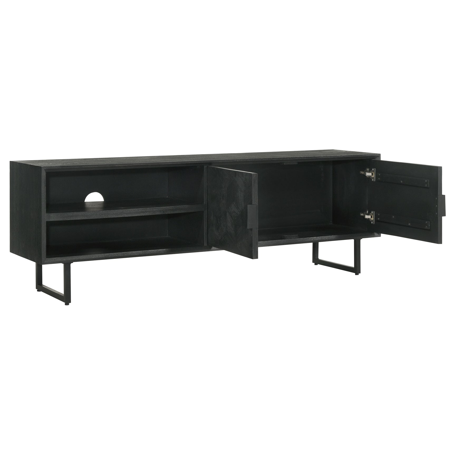 Marsden 2-door Mango Wood 70-inch TV Stand Charcoal Black - Tampa Furniture Outlet