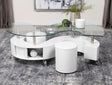 Tampa Furniture Outlet - Coaster - Buckley 3-piece Coffee Table and Stools Set White High Gloss - 703400