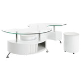 Buckley 3-piece Coffee Table and Stools Set White High Gloss - Tampa Furniture Outlet