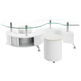 Buckley 3-piece Coffee Table and Stools Set White High Gloss - Tampa Furniture Outlet