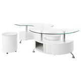 Buckley 3-piece Coffee Table and Stools Set White High Gloss - Tampa Furniture Outlet