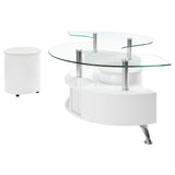 Buckley 3-piece Coffee Table and Stools Set White High Gloss - Tampa Furniture Outlet