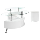 Buckley 3-piece Coffee Table and Stools Set White High Gloss - Tampa Furniture Outlet