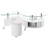 Buckley 3-piece Coffee Table and Stools Set White High Gloss - Tampa Furniture Outlet