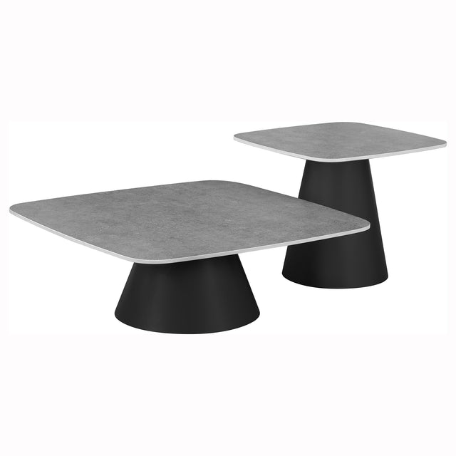 Tampa Furniture Outlet - Coaster - Eason 2-piece Cocktail Coffee Table Set Concrete and Black - 703500