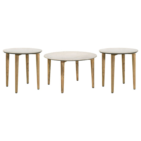 Aldis 3-piece Coffee and End Table Set White - Tampa Furniture Outlet
