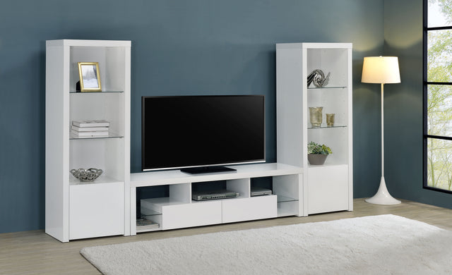 Tampa Furniture Outlet - Coaster - Jude 3-piece 71-inch TV Entertainment Center White High Gloss - 704251-SET