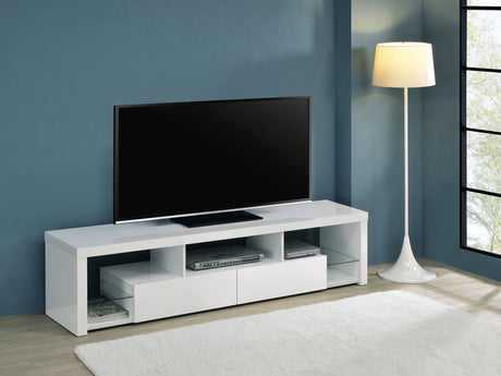 Jude 2-drawer Engineered Wood 71-inch TV Stand High Gloss White - Tampa Furniture Outlet