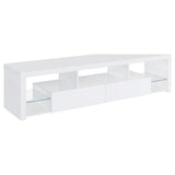 Tampa Furniture Outlet - Coaster - Jude 2-drawer Engineered Wood 71-inch TV Stand High Gloss White - 704251