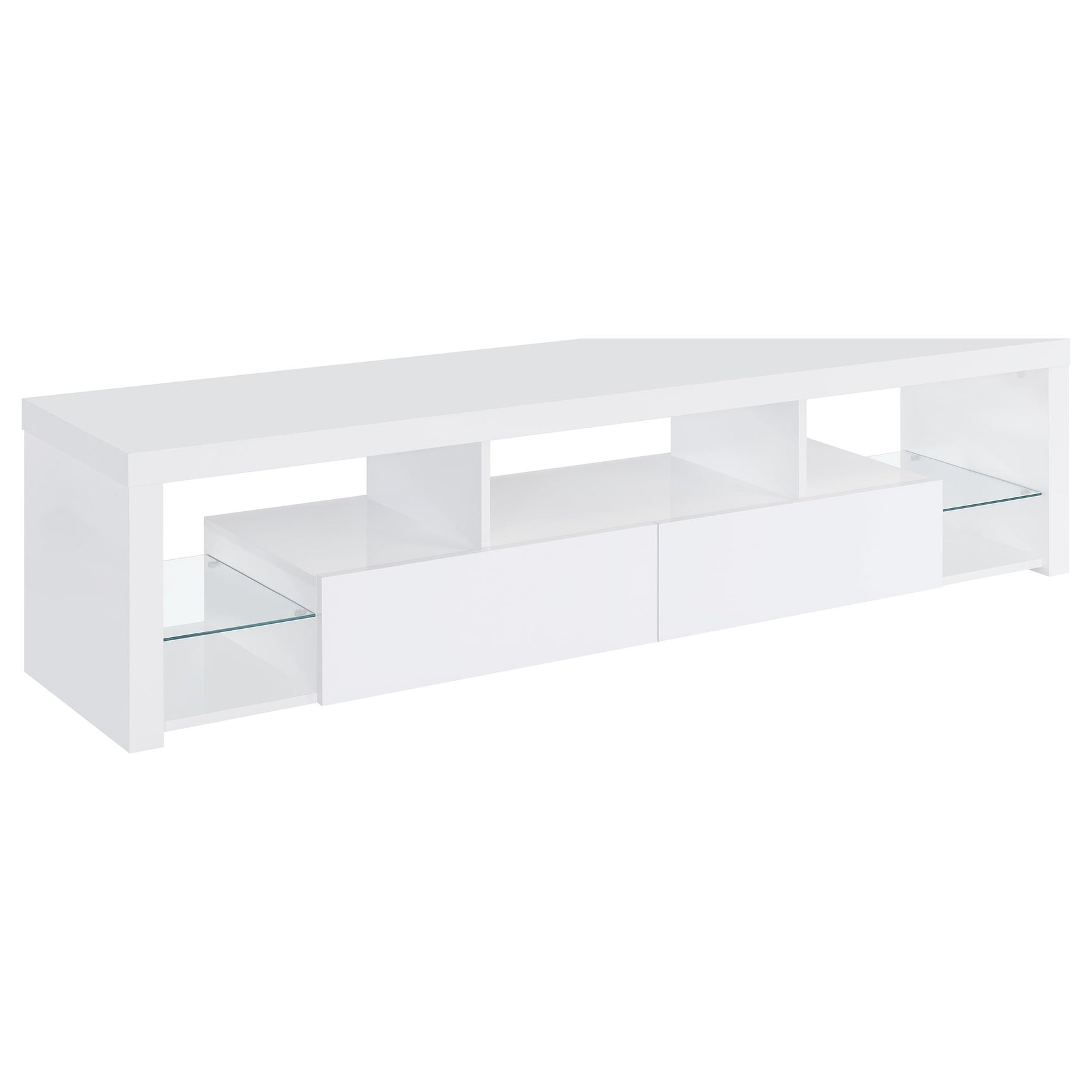 Tampa Furniture Outlet - Coaster - Jude 2-drawer Engineered Wood 71-inch TV Stand High Gloss White - 704251