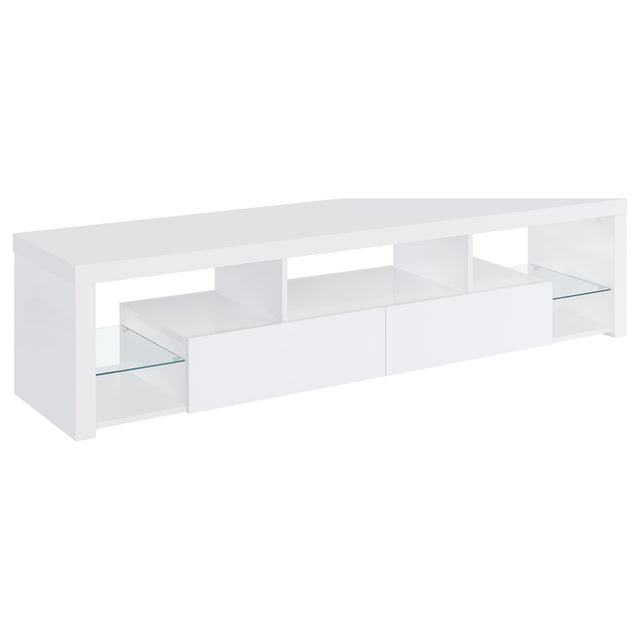 Tampa Furniture Outlet - Coaster - Jude 2-drawer Engineered Wood 71-inch TV Stand High Gloss White - 704251