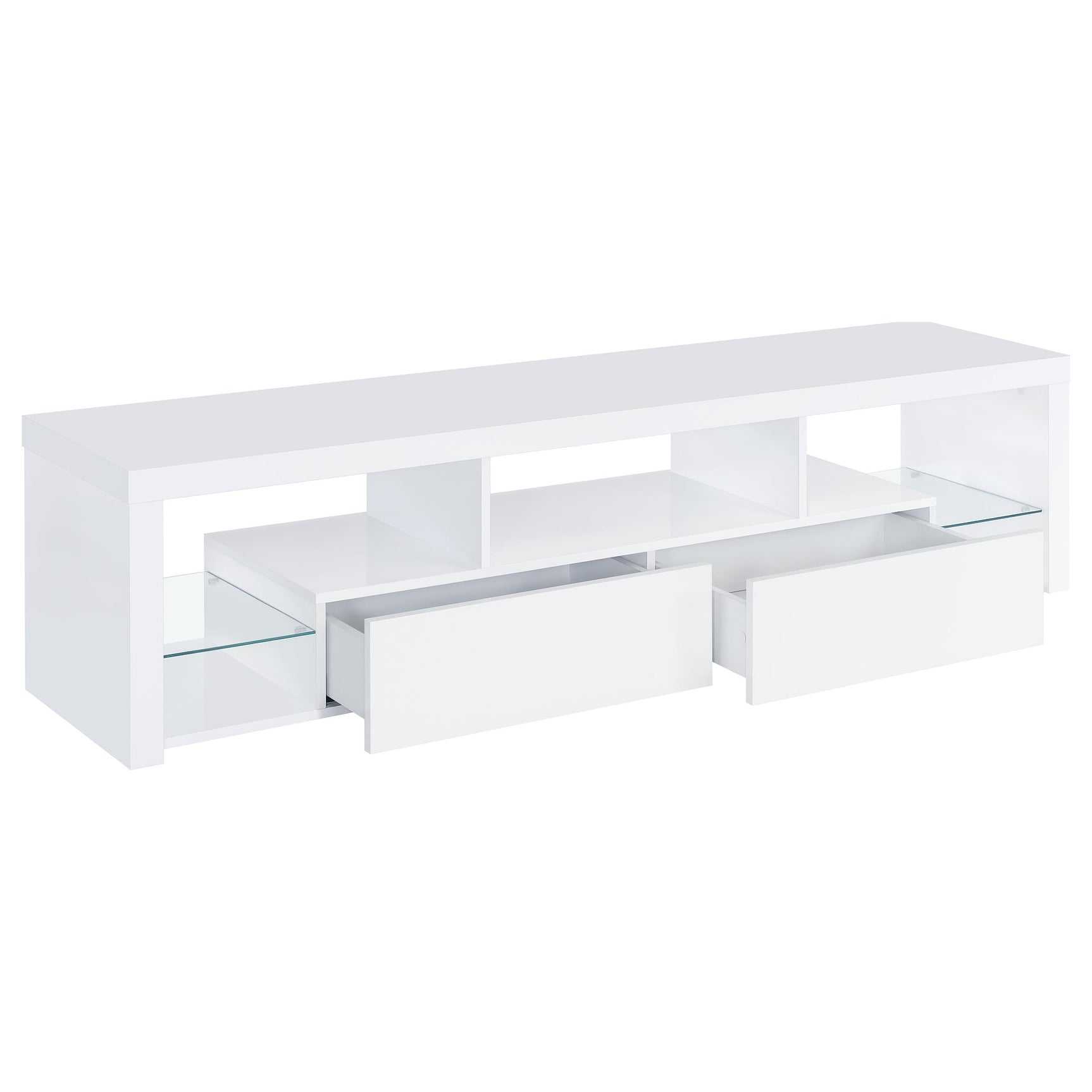 Jude 2-drawer Engineered Wood 71-inch TV Stand High Gloss White - Tampa Furniture Outlet