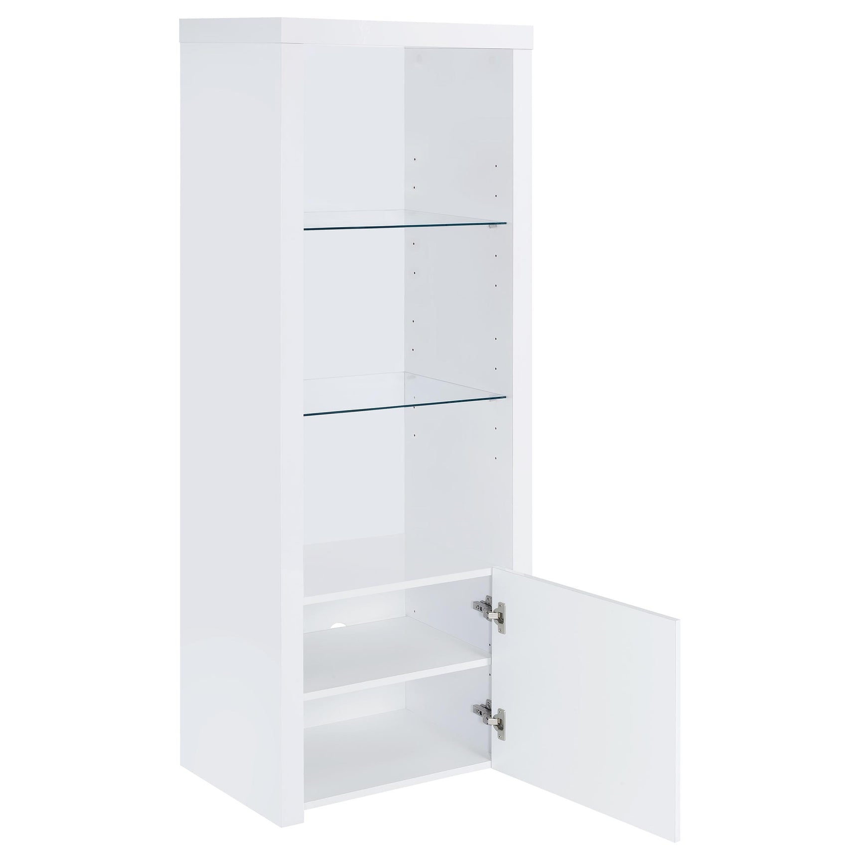 Jude 3-shelf Engineered Wood Media Tower High Gloss White - Tampa Furniture Outlet