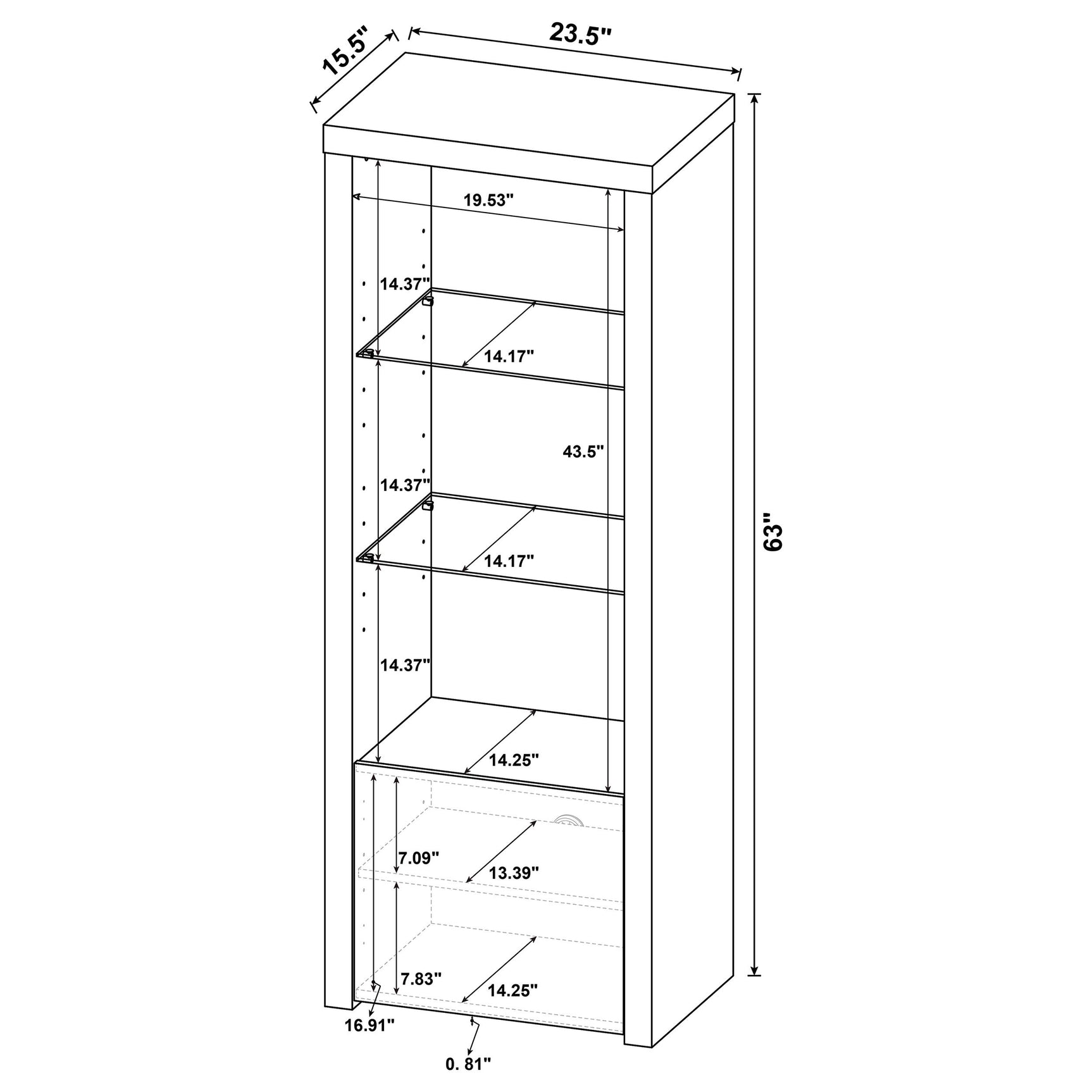Jude 3-shelf Engineered Wood Media Tower High Gloss White - Tampa Furniture Outlet