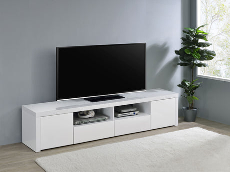 Jude 2-door Engineered Wood 79-inch TV Stand High Gloss White - Tampa Furniture Outlet