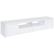 Tampa Furniture Outlet - Coaster - Jude 2-door Engineered Wood 79-inch TV Stand High Gloss White - 704262