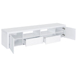 Jude 2-door Engineered Wood 79-inch TV Stand High Gloss White - Tampa Furniture Outlet