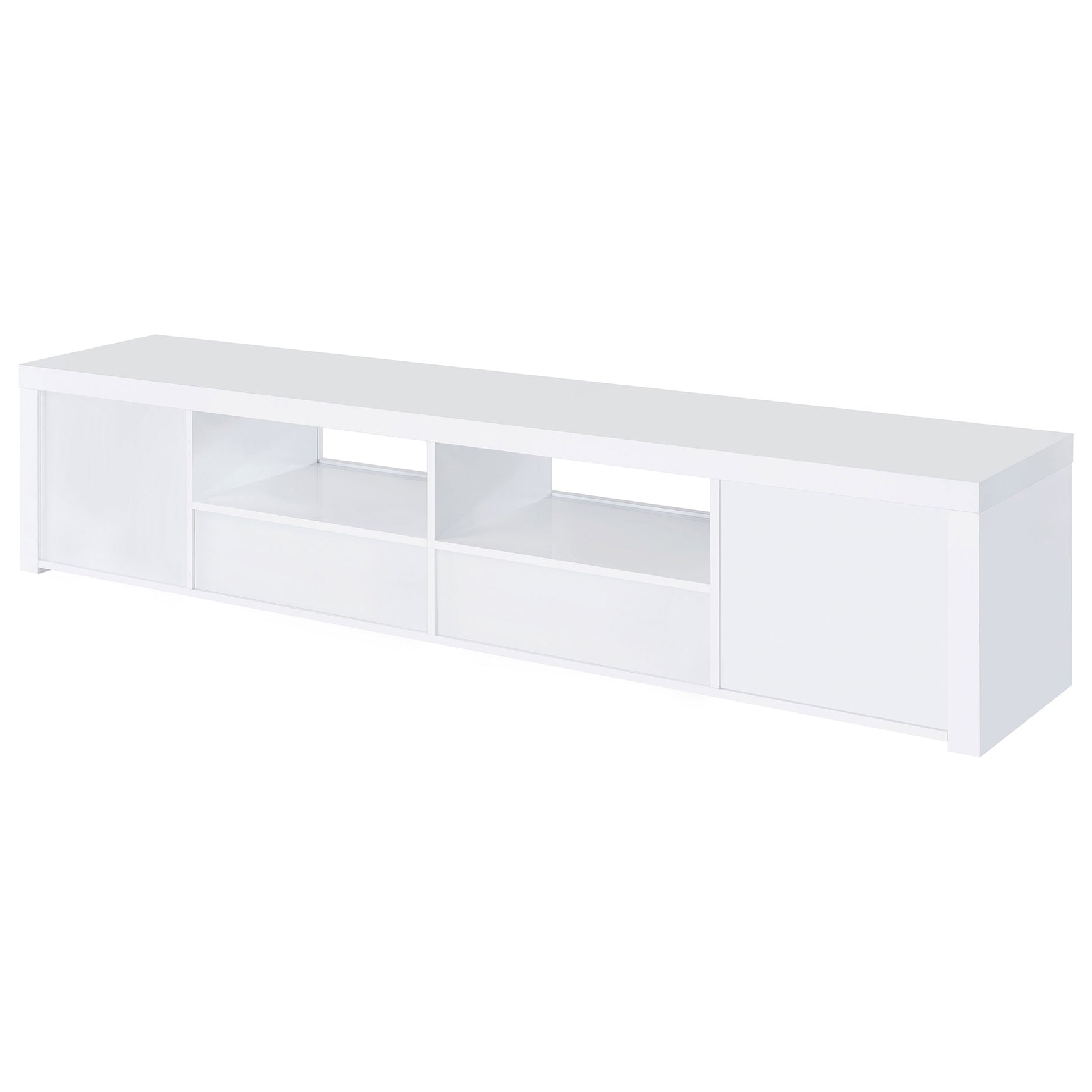 Jude 2-door Engineered Wood 79-inch TV Stand High Gloss White - Tampa Furniture Outlet