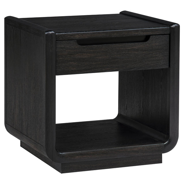 Tampa Furniture Outlet - Coaster - Leandro 1-drawer Wood Occasional Side End Table Burnished Black - 704637
