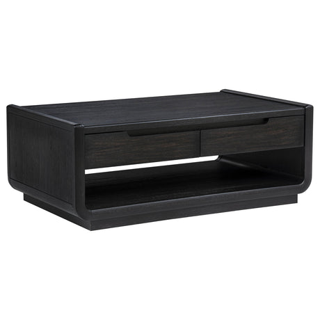 Tampa Furniture Outlet - Coaster - Leandro 2-drawer Wood Cocktail Coffee Table Burnished Black - 704638