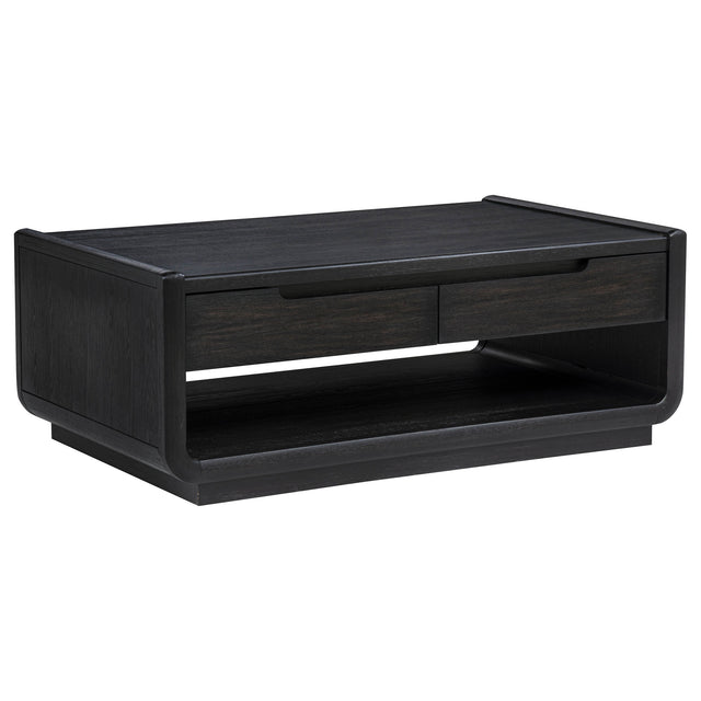 Tampa Furniture Outlet - Coaster - Leandro 2-drawer Wood Cocktail Coffee Table Burnished Black - 704638