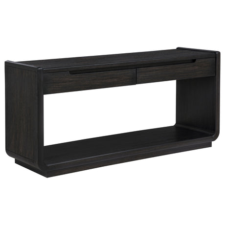 Tampa Furniture Outlet - Coaster - Leandro 2-drawer Entryway Sofa Console Table Burnished Black - 704639