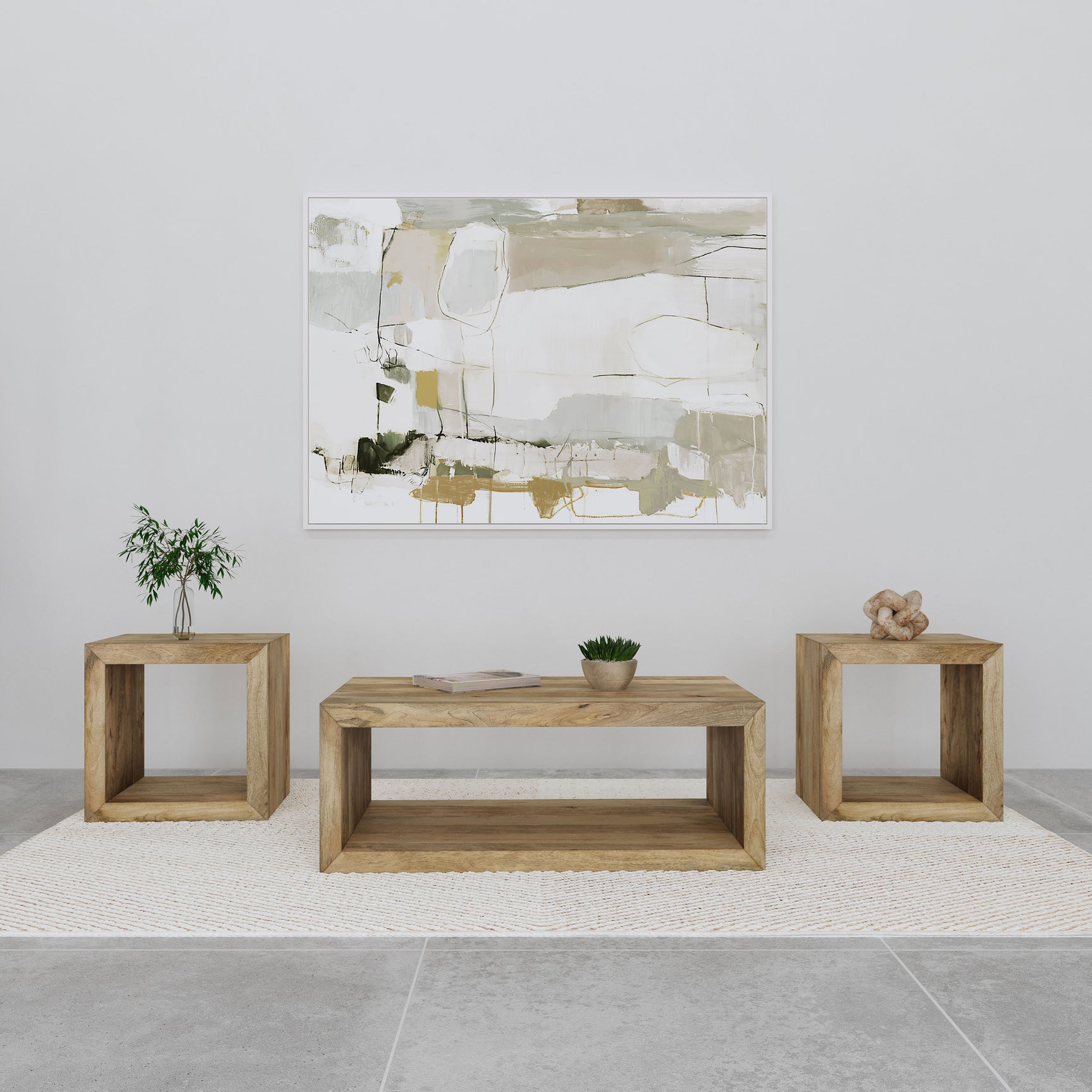 Tampa Furniture Outlet - Coaster - Benton 3-piece Solid Mango Coffee and End Table Set Natural - 704838-S3