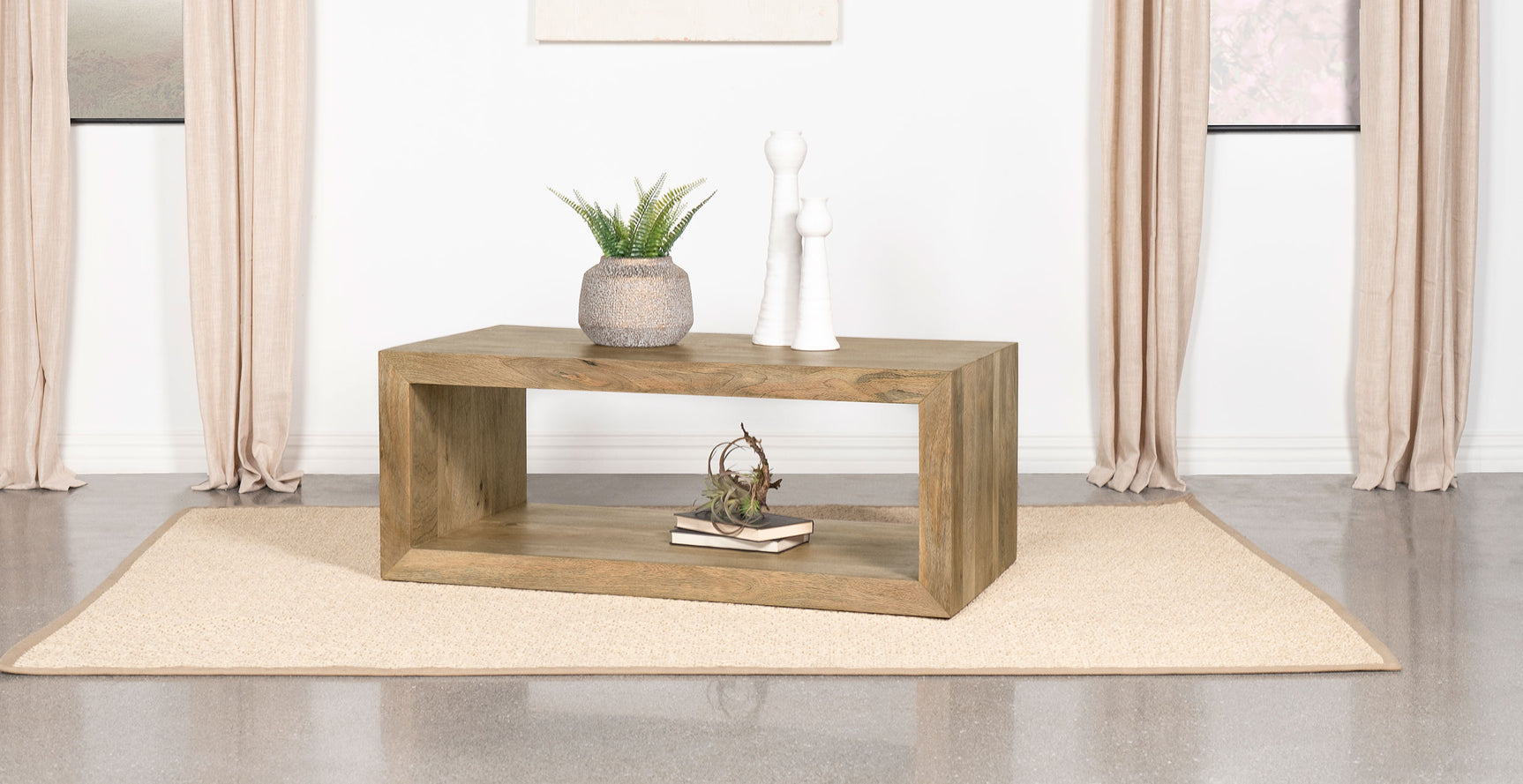Benton Rectangular Solid Wood Coffee Table Natural - Tampa Furniture Outlet
