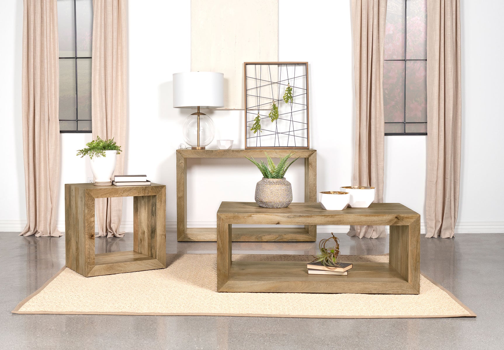 Benton Rectangular Solid Wood Sofa Console Table Natural - Tampa Furniture Outlet