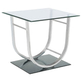 Tampa Furniture Outlet - Coaster - Danville Square U-Shaped Glass Top Side End Table Chrome - 704987