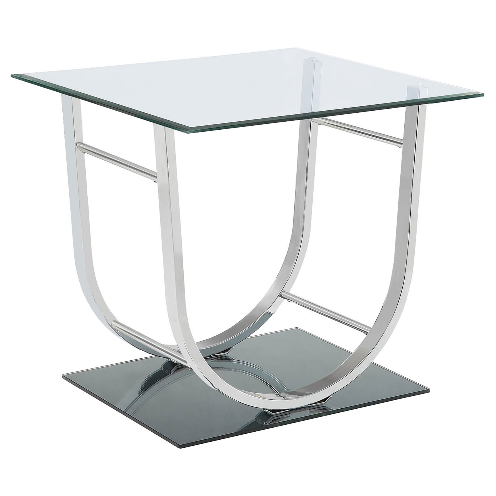 Tampa Furniture Outlet - Coaster - Danville Square U-Shaped Glass Top Side End Table Chrome - 704987