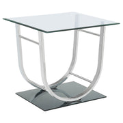 Tampa Furniture Outlet - Coaster - Danville Square U-Shaped Glass Top Side End Table Chrome - 704987
