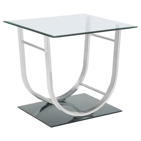 Tampa Furniture Outlet - Coaster - Danville Square U-Shaped Glass Top Side End Table Chrome - 704987