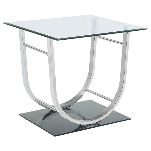 Tampa Furniture Outlet - Coaster - Danville Square U-Shaped Glass Top Side End Table Chrome - 704987