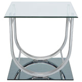 Danville Square U-Shaped Glass Top Side End Table Chrome - Tampa Furniture Outlet
