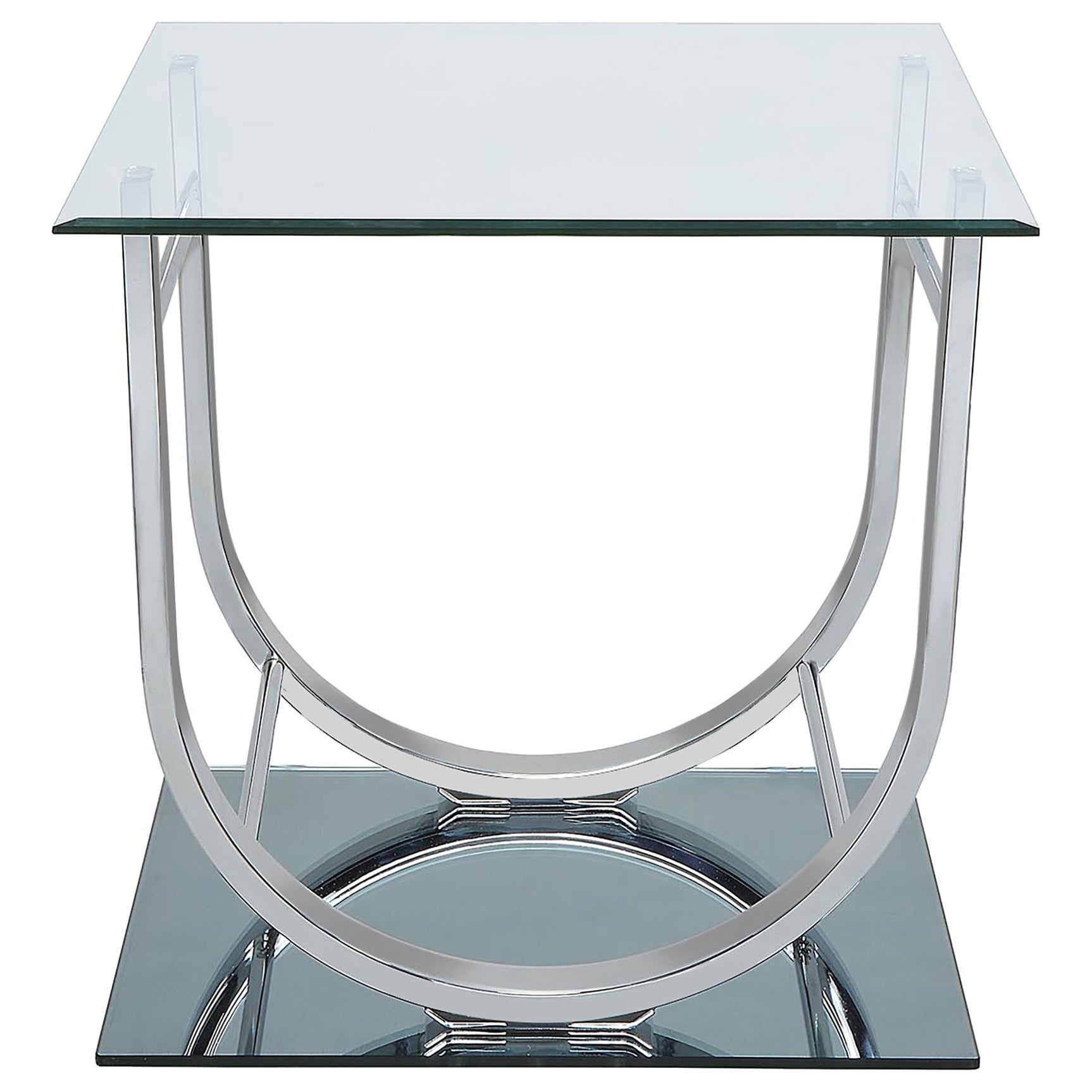 Danville Square U-Shaped Glass Top Side End Table Chrome - Tampa Furniture Outlet