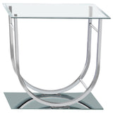 Danville Square U-Shaped Glass Top Side End Table Chrome - Tampa Furniture Outlet