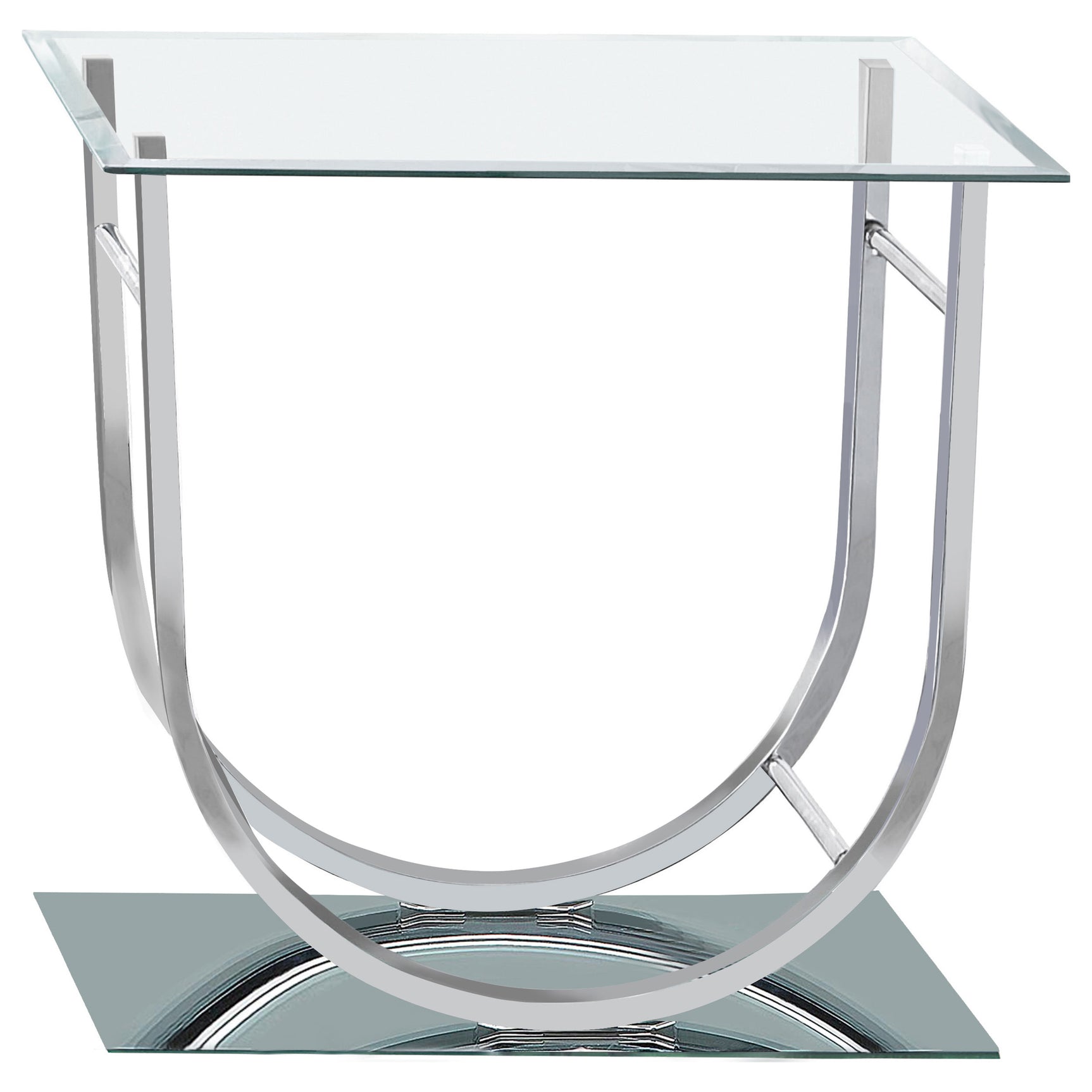 Danville Square U-Shaped Glass Top Side End Table Chrome - Tampa Furniture Outlet