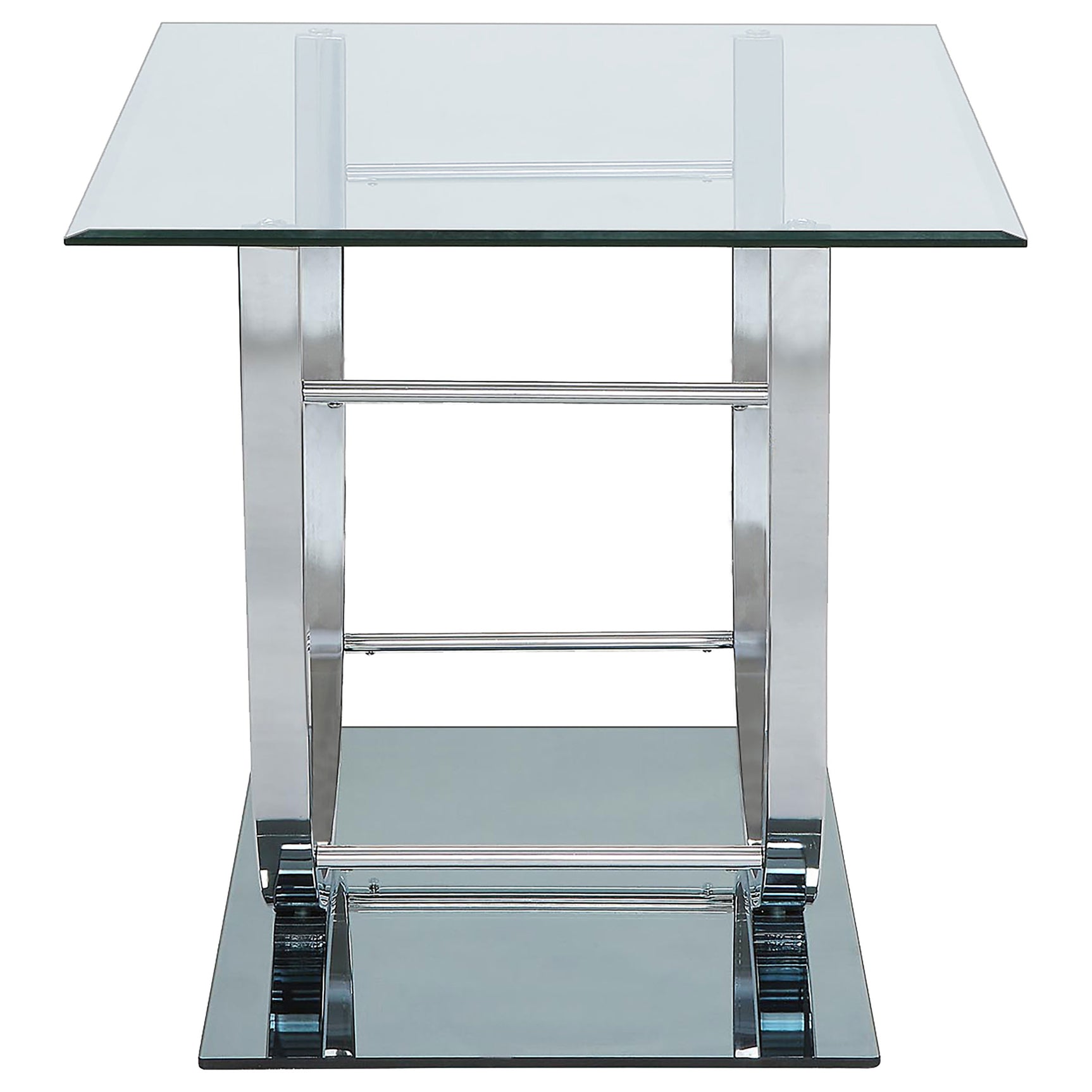 Danville Square U-Shaped Glass Top Side End Table Chrome - Tampa Furniture Outlet