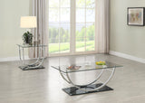 Tampa Furniture Outlet - Coaster - Danville 2-piece Glass Top Coffee and End Table Set Chrome - 704988-S2