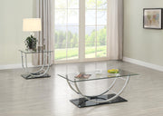 Tampa Furniture Outlet - Coaster - Danville 2-piece Glass Top Coffee and End Table Set Chrome - 704988-S2