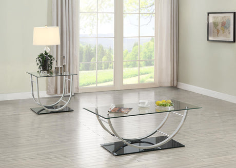 Tampa Furniture Outlet - Coaster - Danville 2-piece Glass Top Coffee and End Table Set Chrome - 704988-S2