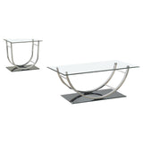 Danville 2-piece Glass Top Coffee and End Table Set Chrome - Tampa Furniture Outlet